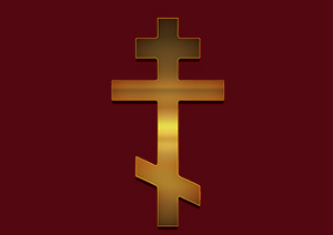 orthodox cross on red